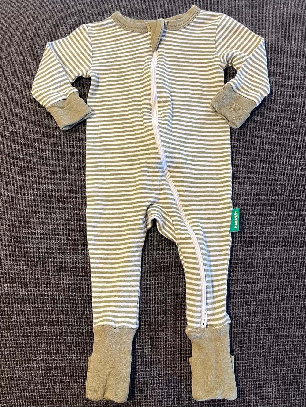 Parade Organic Cotton Olive Green/White Stripe One-Piece